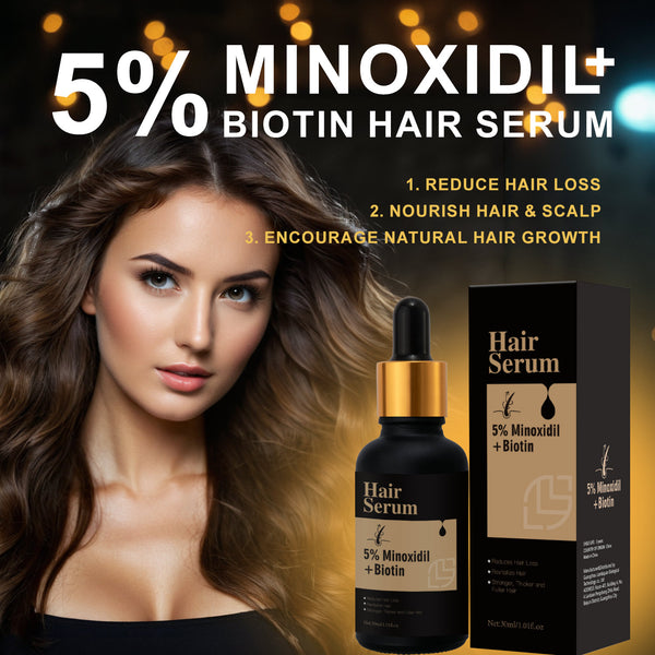 Hair Growth For Men & Women 5% Minoxidil & Biotin Hair Serum, Loss/Beard Growth