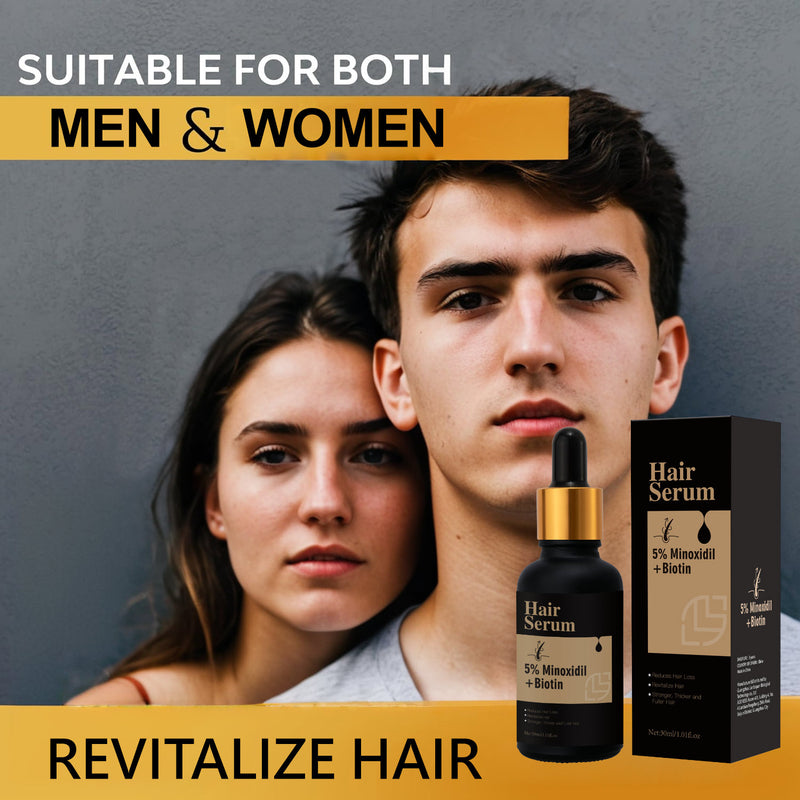 Hair Growth For Men & Women 5% Minoxidil & Biotin Hair Serum, Loss/Beard Growth