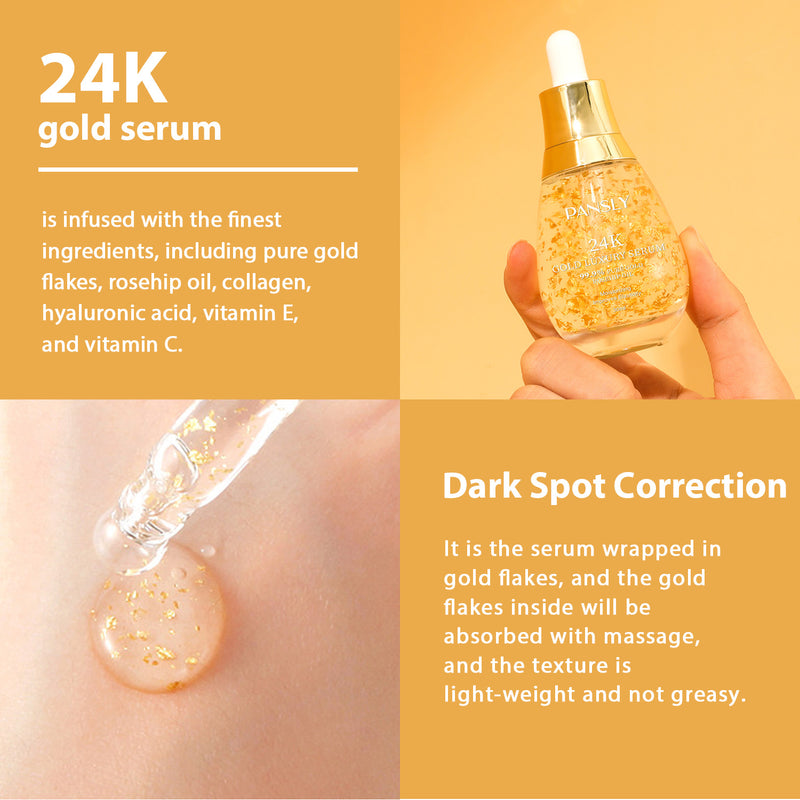 24K Gold Serum Pigmentation Uneven Skin Tone Dark Circles Collagen Boost